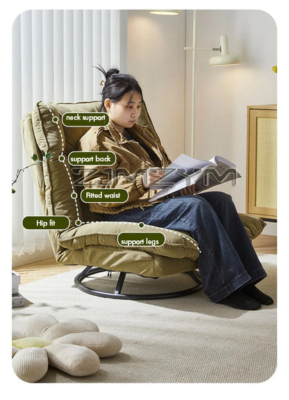360° Rotation Fabric Rotating Sofa Chair for Living Room Balcony with Adjustable Backrest Lazy Sofa Leisure Chairs