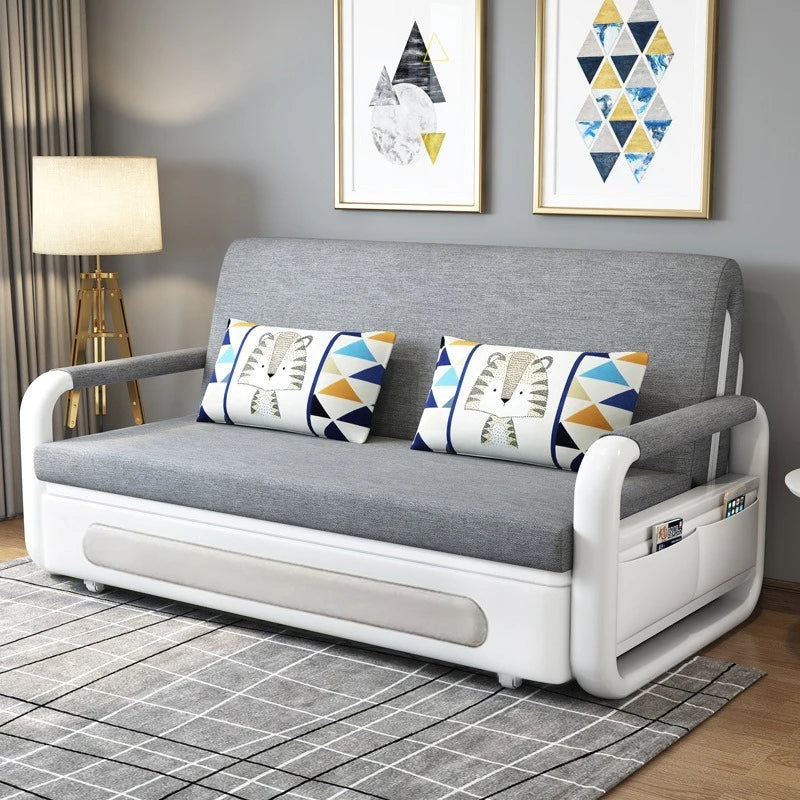 Foldable Living Room Multifunctional Sofa Bed Fabric Sponge Filled Sitting and Lying Sofa Bed With Storage