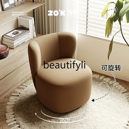 HSingle balcony sofa simple leisure chair rotatable fabric bedroom dressing stool retro light luxury