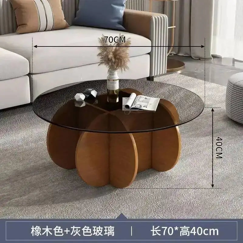 Table basse de salon ronde en verre trempé, design créatif, résistante aux hautes températures, style luxe