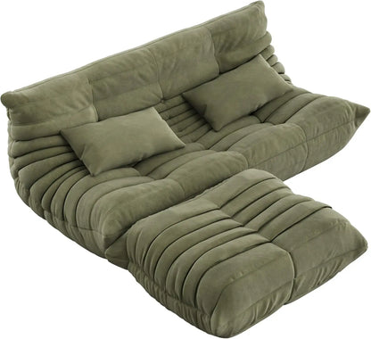 69 Inch Teddy Sofa,Loveseat Bean Bag Couch with Deep Seat,Upholstered Couches for Living Room,Bedroom,Apartment