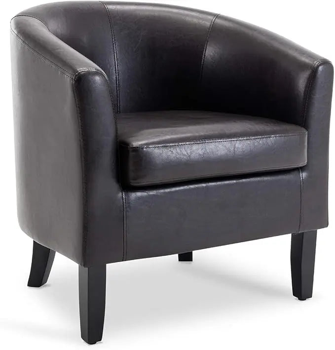 Linen Round Accent Barrel Chair, Club Tub Sofa Chair for Bedroom, Corner Chairs with Flared Legs and Cozy Soft Padding