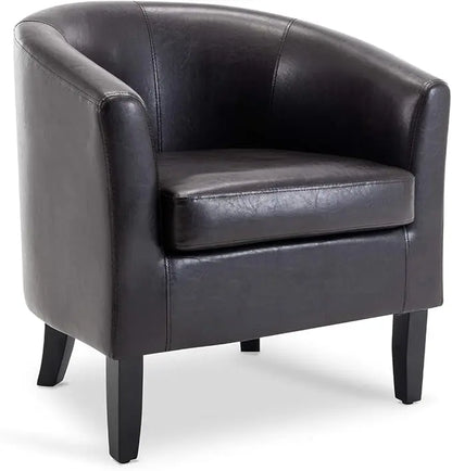 Linen Round Accent Barrel Chair, Club Tub Sofa Chair for Bedroom, Corner Chairs with Flared Legs and Cozy Soft Padding