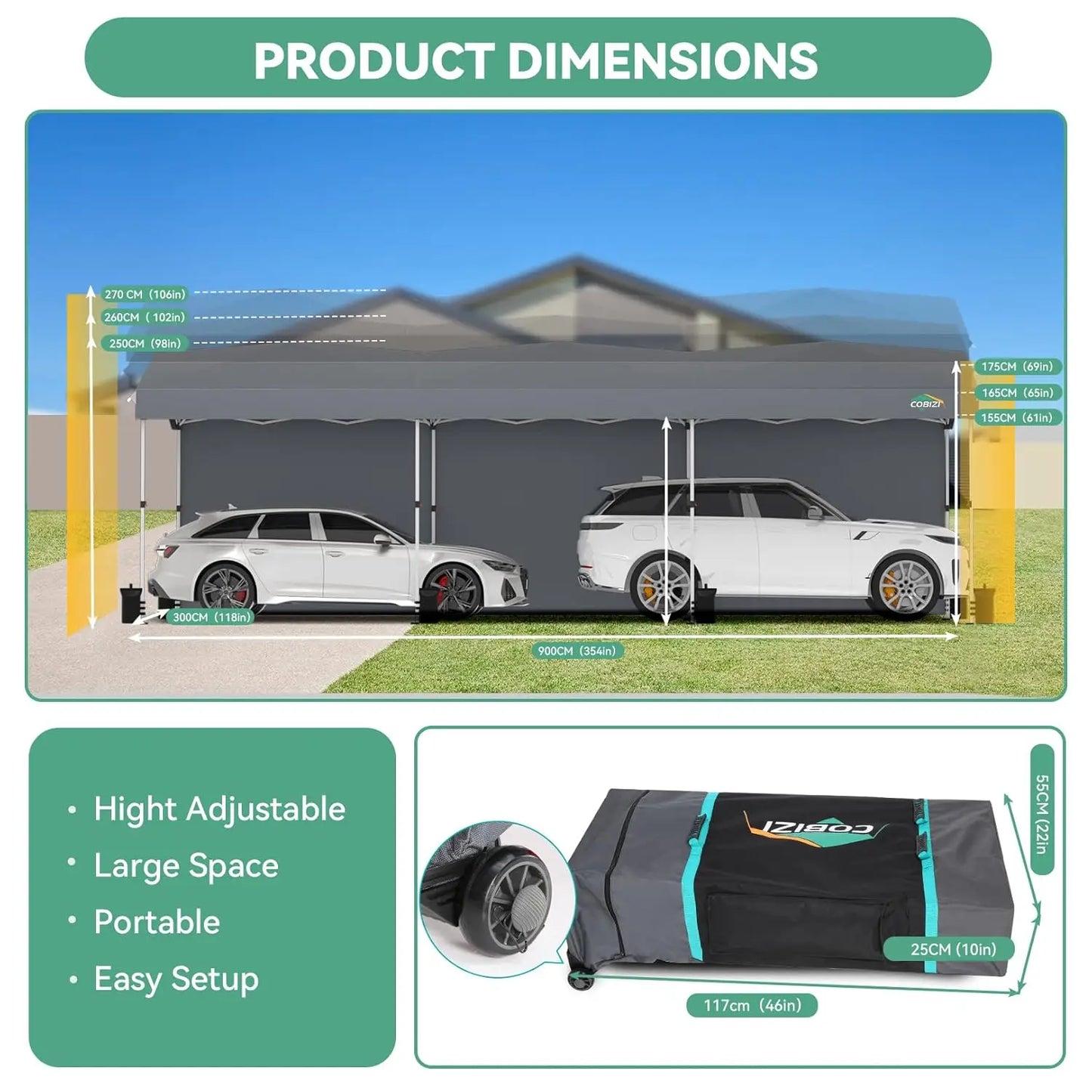 10x30 Pop Up Canopy Tent Waterproof UV50+ with 3 Sidewalls Roller Bag Outdoor Party Commercial Use, Customized