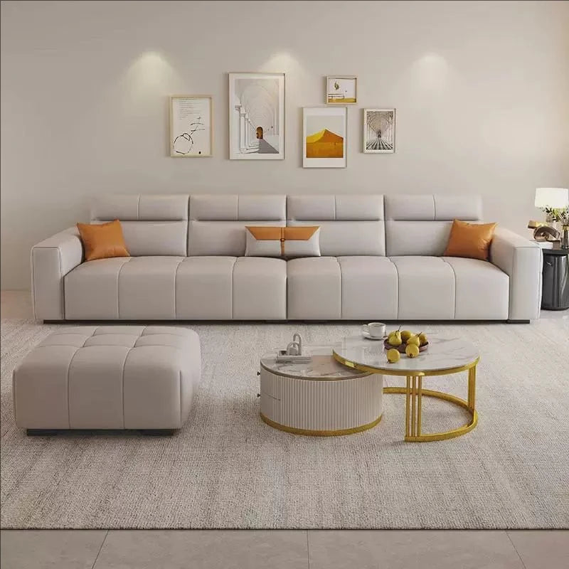 Luxury Charging  Sofas Bed U Shaped Sectional Furniture 7 Seat Modern European Fabric Living Room Sofas Set