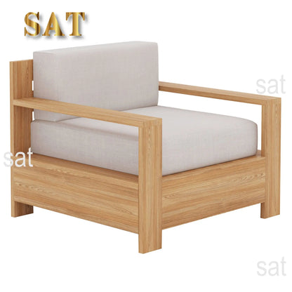 for High End Teak Wood Patio Hotel Furniture Backyard Outdoor Teak Garden Sofa Set With Cushions Modern Teak Wood Furniture