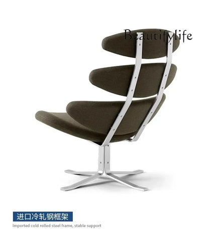 Modern simple chair stainless steel fish bone artistic sense high sense single sofa chair lazy