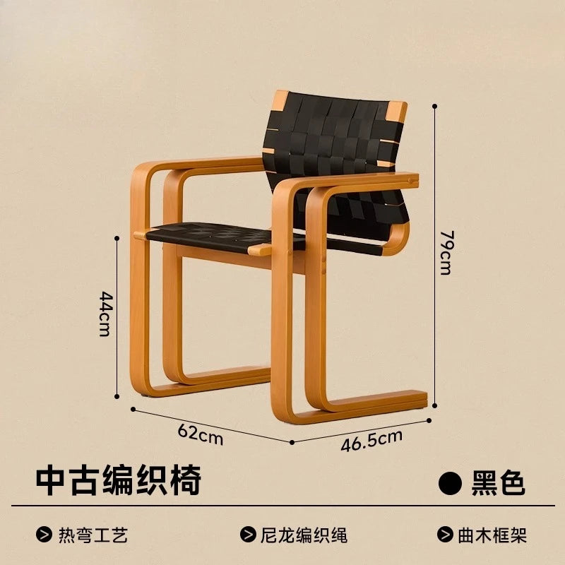 Medieval designer solid wood armrest dining chair