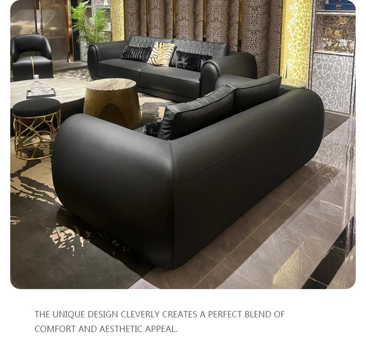 High-Quality Custom Luxury Leather Sofa Set for Living Room with Oak Legs Fabric & Sponge Customization