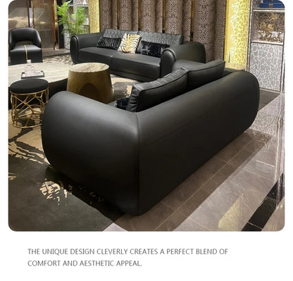 High-Quality Custom Luxury Leather Sofa Set for Living Room with Oak Legs Fabric & Sponge Customization