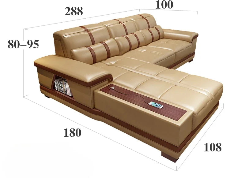 Leather sofa simple modern small apartment leather art corner furniture large combination package
