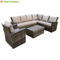 Best Seller Outdoor Garden Patio Wicker Rattan 7 - Seater Sofa & Coffee Table Conversation Set Garden Furniture Patio Furniture