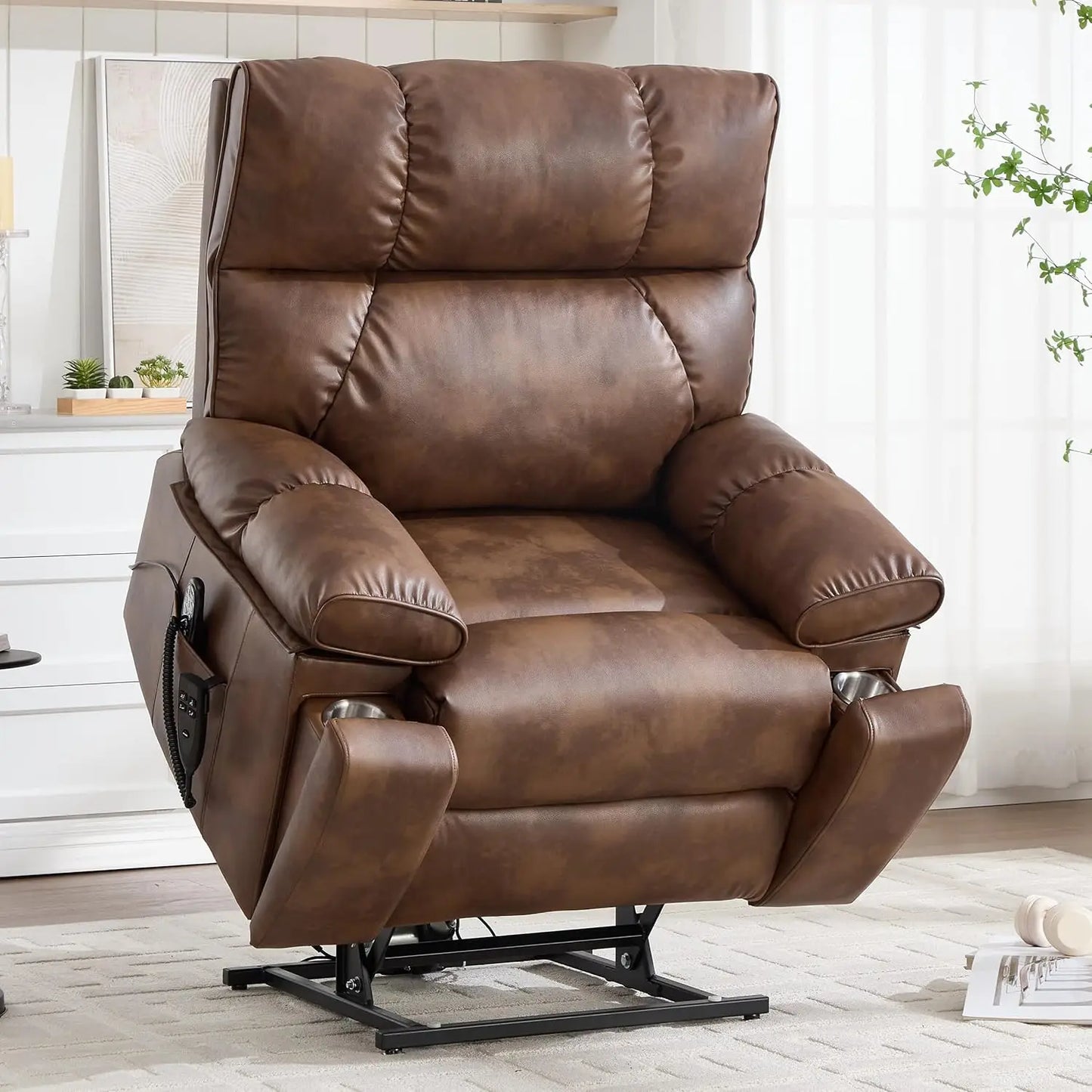 Dual Motor Power Lift Chair for Elderly with Vibration Massage and Lumbar Heating for Living Room, Electric Lay Flat Recliner