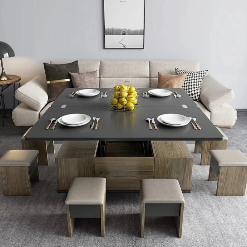 Creative Folding Dining Table Dual-Use Small Apartment Simple Unique Living Room Retractable Lifting Coffee Table Furniture