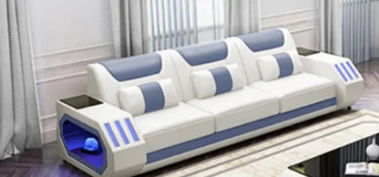 2025 High Quality Modern Luxury smart Leather Sectional Sofa Chairs Set Couch Living Room furniture Sofas With Led