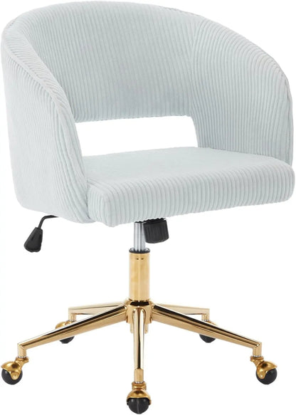 Home Office Chair Swivel Velvet Desk Chair Accent Armchair Upholstered Modern Tufted Chairs with Gold Base for Girls Women