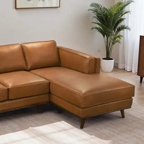 Leather sofa, L-shaped sofa, three seats, stylish and atmospheric