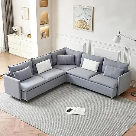 #For L-Shaped Modular Sectional Sofa, 3-Seater Comfy Cloud Couch with Ottoman/Chaise & 5 Pillows for Living Room Bedroom&