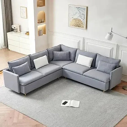 #For L-Shaped Modular Sectional Sofa, 3-Seater Comfy Cloud Couch with Ottoman/Chaise & 5 Pillows for Living Room Bedroom&