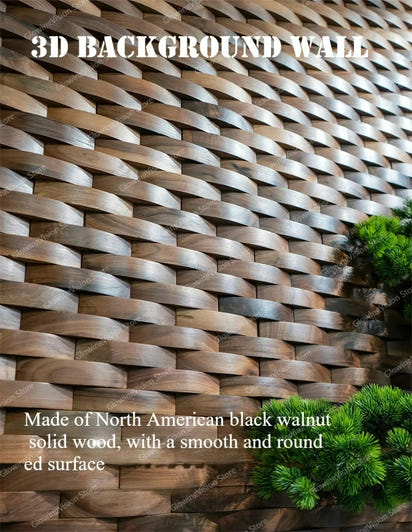 3D Mosaic Wall Panel Black Walnut Solid Wood Light Luxury Simple Acoustic Diffuser Background Wall Decoration Wall Stickers