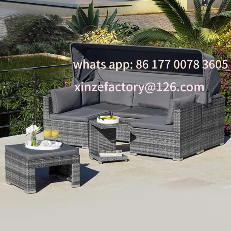 Customizable outdoor sofa waterproof sunscreen garden courtyard rattan chair open-air balcony outdoor rattan sofa coffee table c