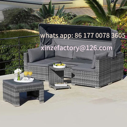 Customizable outdoor sofa waterproof sunscreen garden courtyard rattan chair open-air balcony outdoor rattan sofa coffee table c