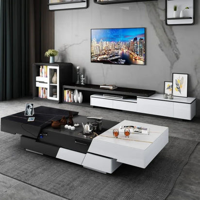 Clear Simple Adjustable Coffee Table Multi Function Lifting Living Room Side Table Modern Design Mesa Auxiliar Home Furniture