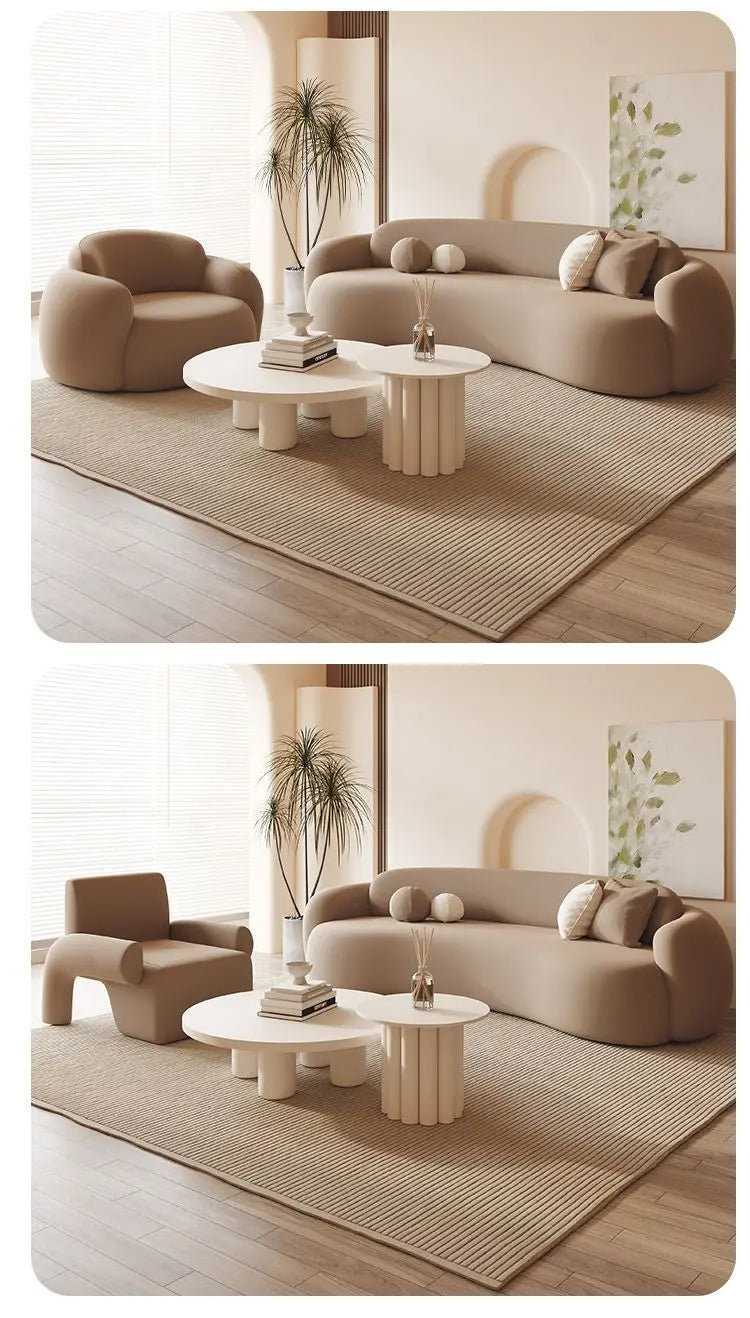 Curved Sofa Small Apartment Special-shaped Brown Bed And Breakfast Beauty Salon Clothing Store Office Rest Area Reception