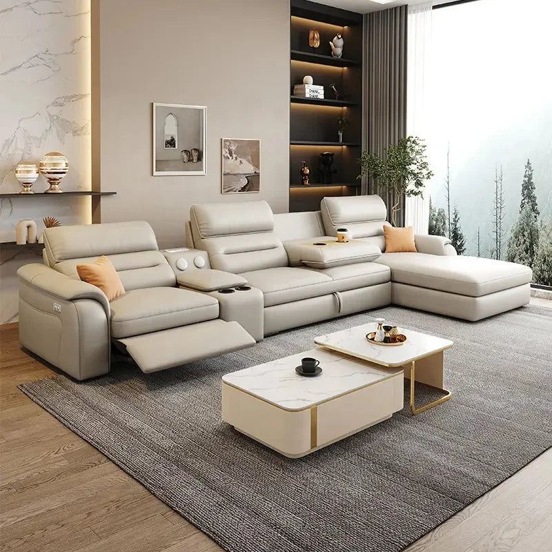 *-/2025  Italian Modern Luxury Leather Recliner Sofa Electric Reclining Sofa Living Room Furniture