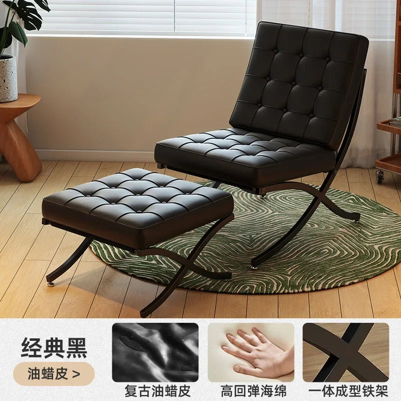 Single sofa, designer, Italian style, living room, leather, light luxury, leisure chair