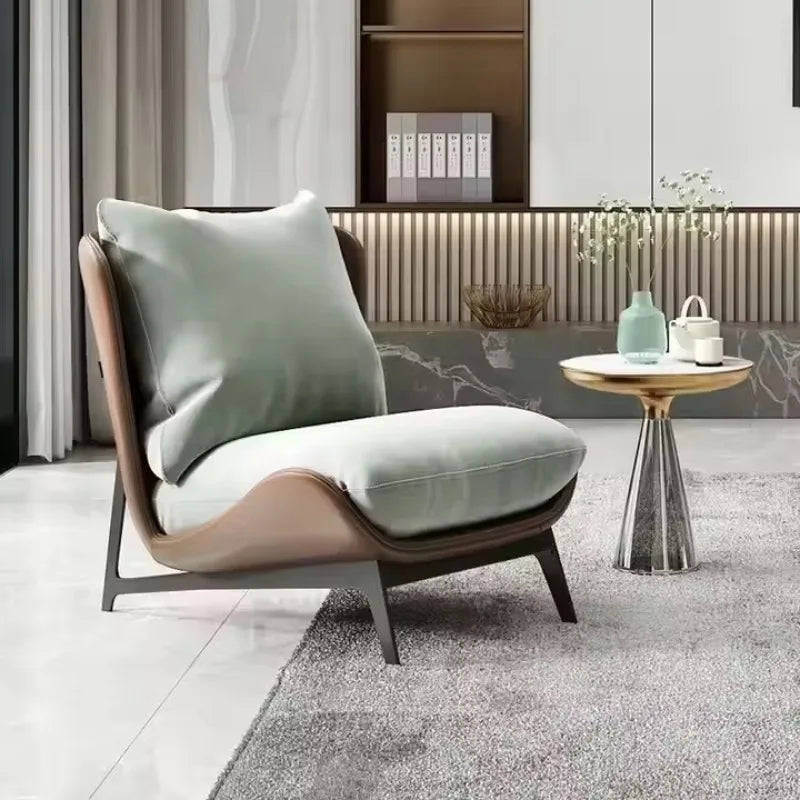 Factory Wholesale Modern Simple Minimalist Velvet comfort Fabric Leisure Reclining Lounge Wooden Living Room Chair