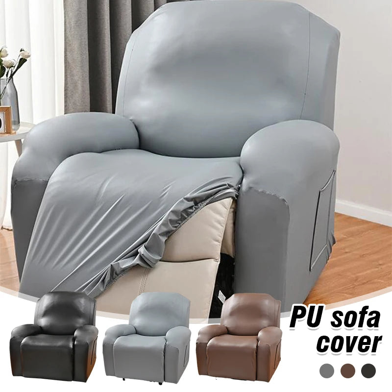 Waterproof PU Leather Recliner Sofa Cover Elastic All-inclusive Chair Covers Oil-proof Armchair Slipcovers Furniture Protector