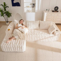 L-Shaped Sectional Sofa, 104 Modern Couch with Chaise, Living Room Sleeper, No Assembly, Beige