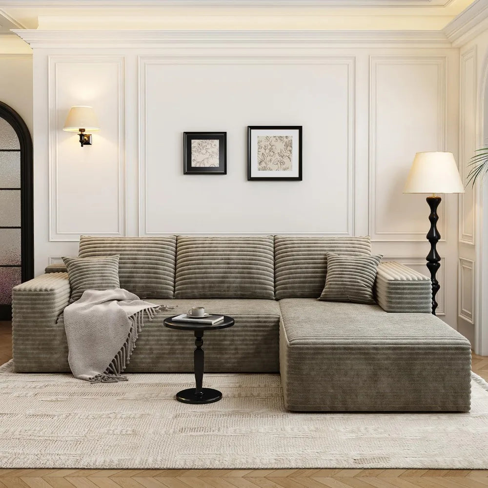 Cloud Modular Sectional Sofa Couch 107.5 Inch L-Shape Chaise Modern Minimalist Upholstered Living Room Bedroom Furniture