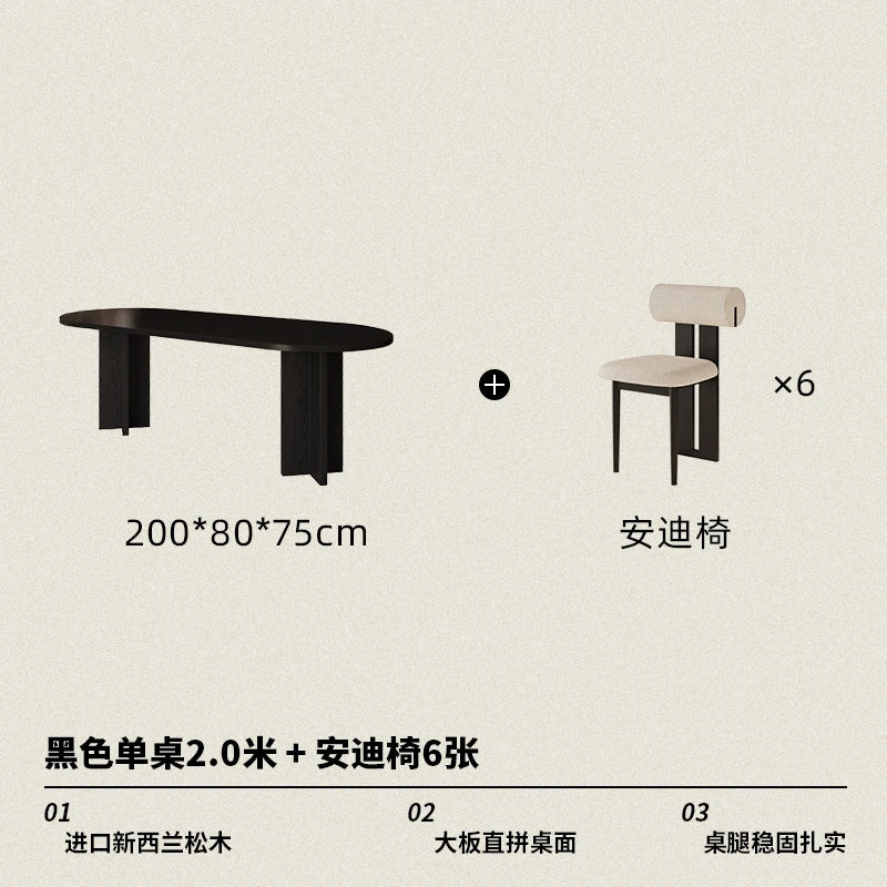 HTT oval dining table and chairs retro living room modern light luxury dining room rock slab home accessories