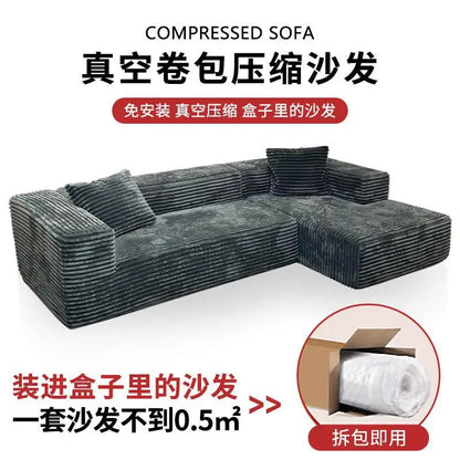 Cashmere corner compression fabric L-shaped block small apartment combination lazy right angle compression sofa