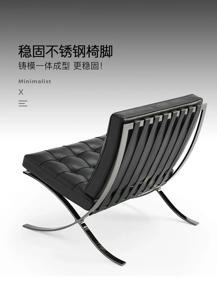 Barcelona chair Italian leather living room is very simple. Designer sofa chair balcony leisure simple fashion chair.