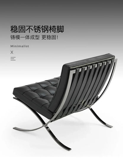 Barcelona chair Italian leather living room is very simple. Designer sofa chair balcony leisure simple fashion chair.
