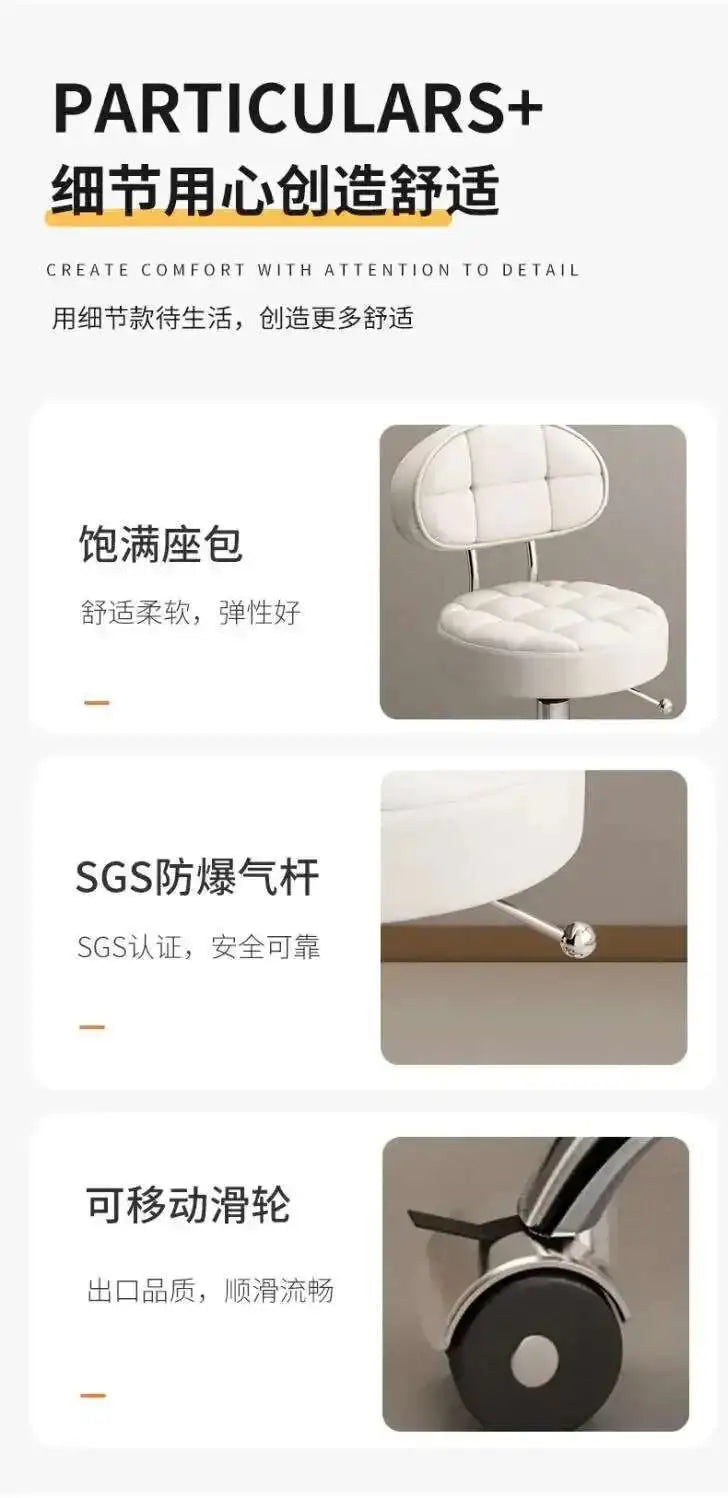 Aesthetic Hairdressing Chair Backrest Simple Rolling Rotating Barber Chair Portable Mocho Cadeira Barber Equipment MQ50BC