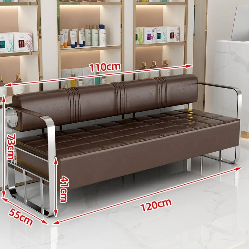 Famous Hair Salon Area Bench Hair Salon Waiting Light Luxury Stainless Steel Bar Sofa