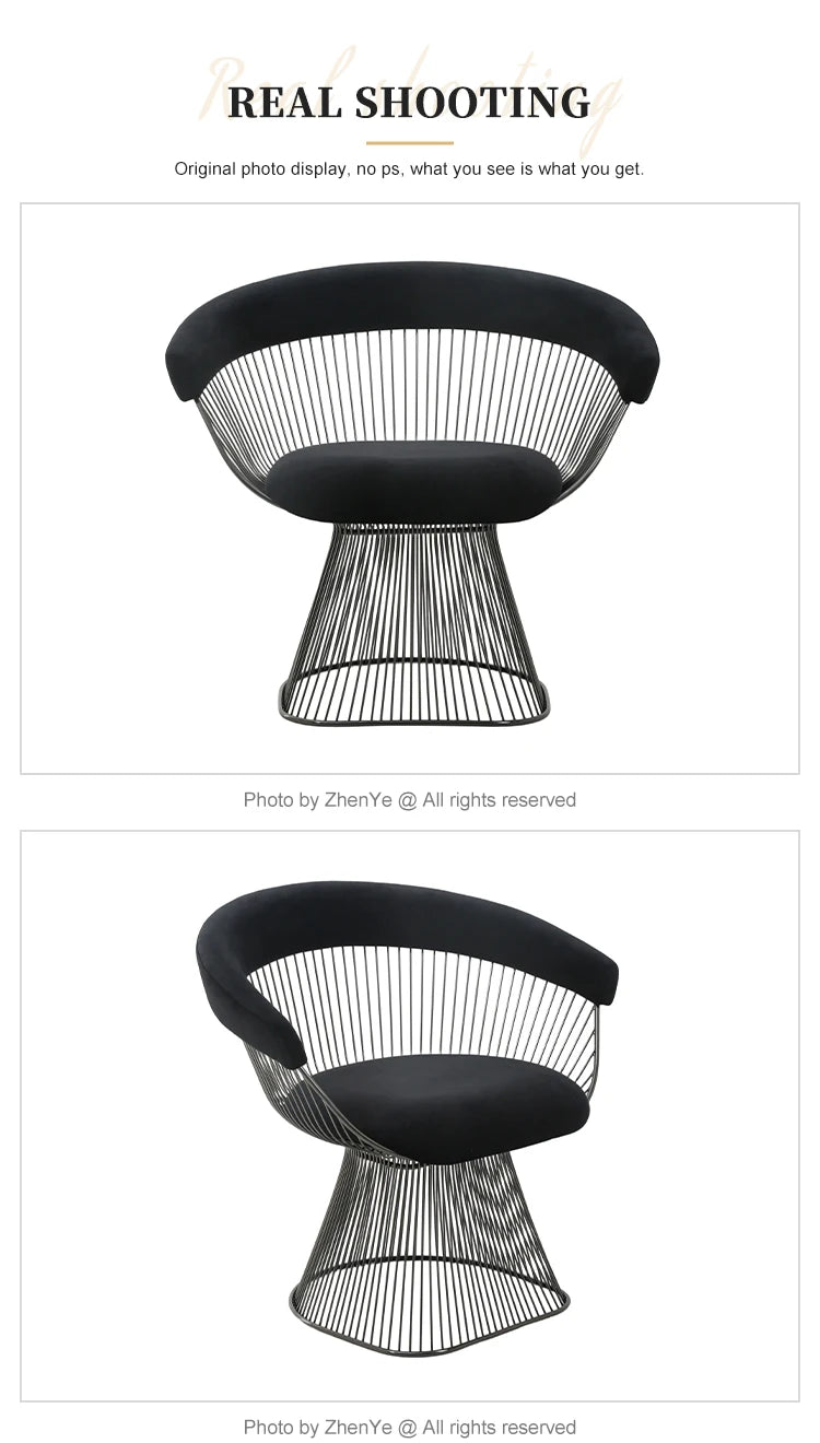 Classical Black Stainless Steel Velvet Upholstery Modern Living Room Single Sofa Chair Designer Lounge Chair Armchair