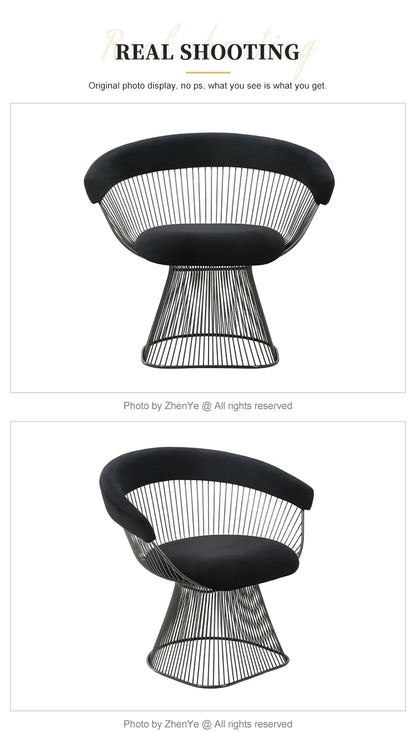 Classical Black Stainless Steel Velvet Upholstery Modern Living Room Single Sofa Chair Designer Lounge Chair Armchair