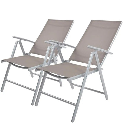 of 2 Folding Sling Back Chairs Patio Adjustable Reclining Back Sturdy Aluminum Frame with Armrest Chair Zerogravity Indoor Outdo