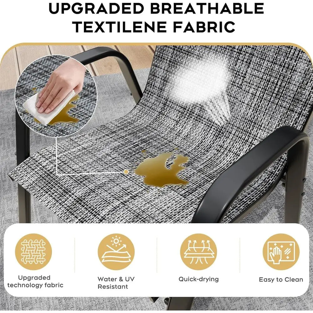 Patio Dining Chairs Set of 4 Outdoor Stackable Dining Chairs for All Weather 330lbs Capacity Heavy Duty Textilene Fabric Rustpro