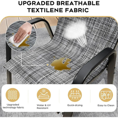 Patio Dining Chairs Set of 4 Outdoor Stackable Dining Chairs for All Weather 330lbs Capacity Heavy Duty Textilene Fabric Rustpro