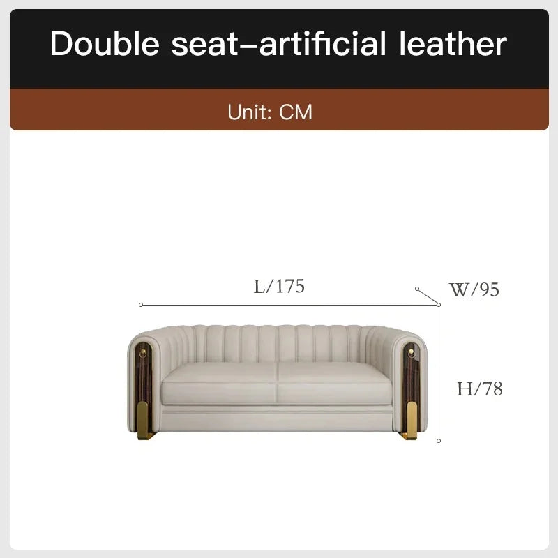 Luxury classic leather sofa set for living room and bedroom, perfect for reception and relaxation in Nordic style