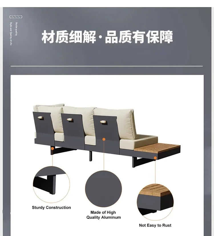 Teak outdoor sofa patio balcony garden villa hotel preservative wood rattan chair sofa furniture