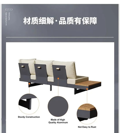 Teak outdoor sofa patio balcony garden villa hotel preservative wood rattan chair sofa furniture