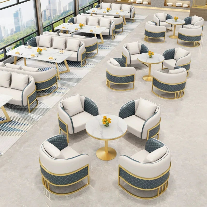 Combinaison de canapé de négociation de réception, Table et chaise de bureau de vente, zone de repos pour hall d'hôtel