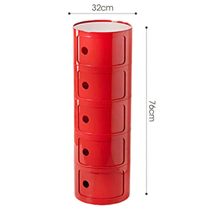 Plastic Round Nightstand Bedside Table Cabinet with Sliding Doors Round Storage Bedside Cabinet Nightstand  for Living Bedroom